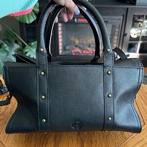 *HOUSE OF HARLOW 1960* Black Leather Crossbody Hand Bag w/ Gold Accents